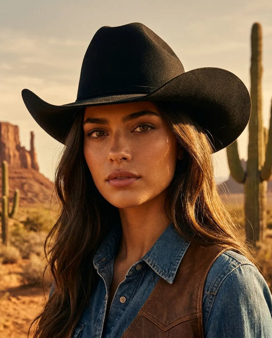 Matriarch Black Wool Cattleman Cowboy Hat