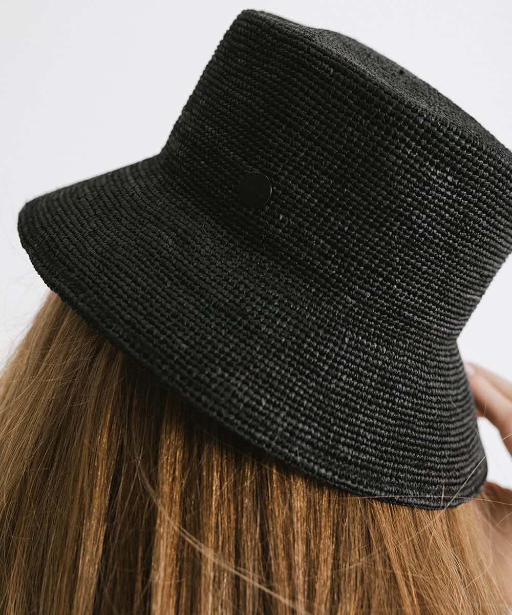 Solstice Packable Black Straw Bucket Hat