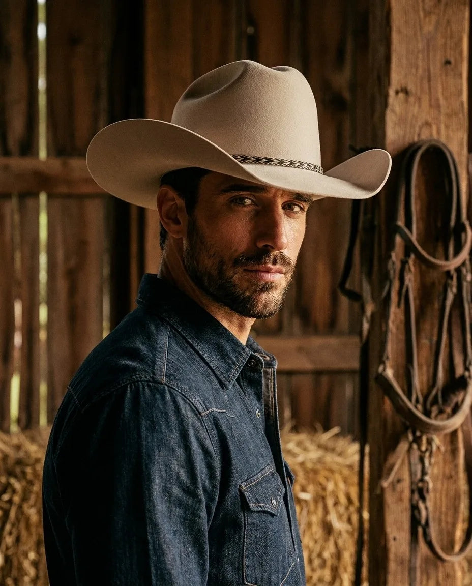 White Wide Brim Western Hat