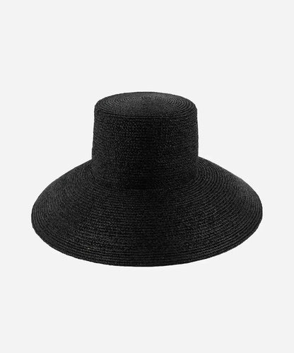 Black Jolie Packable Raffia Straw Bucket Hat