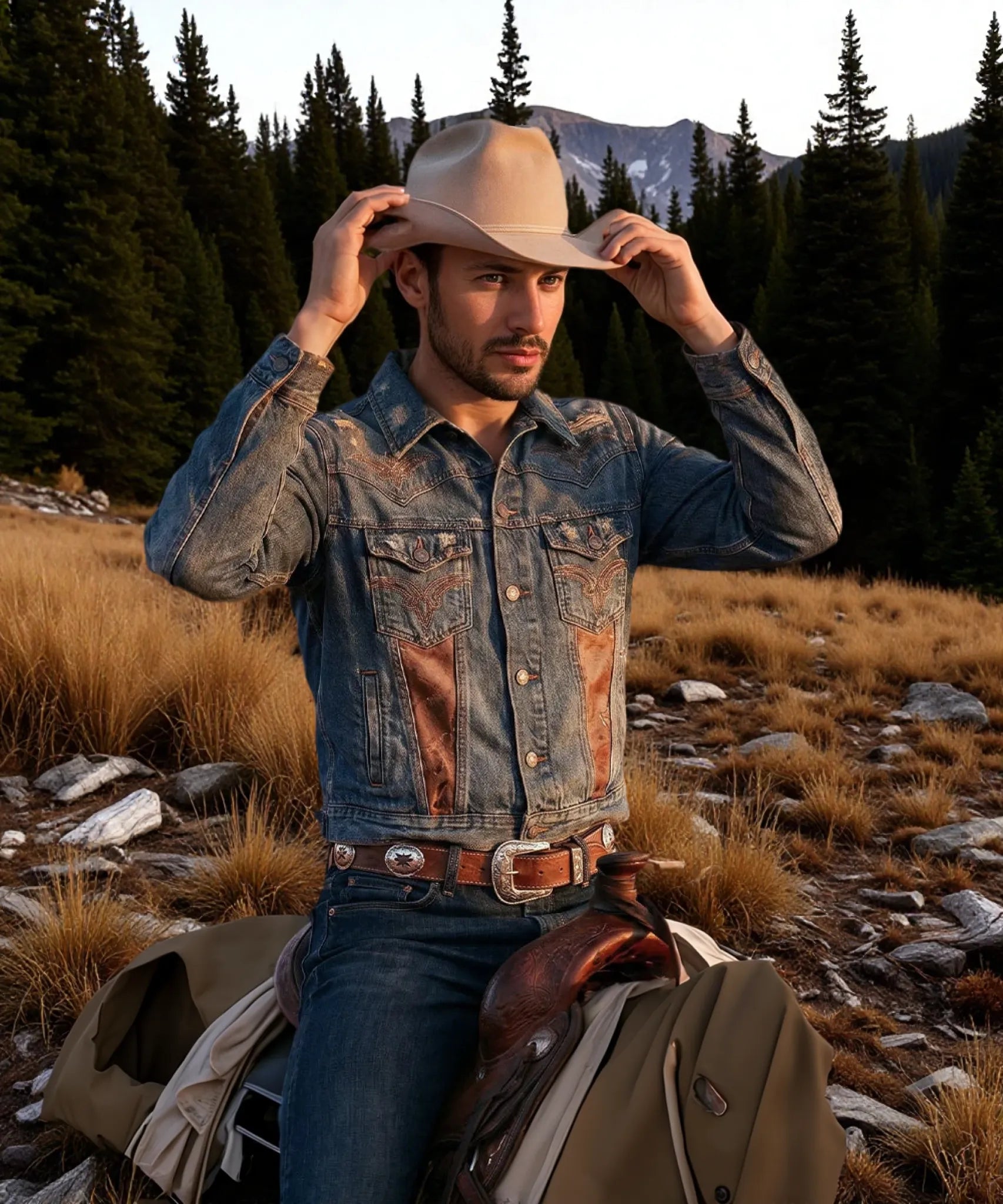 Jimmy Stewart Beige Felt Western Hat
