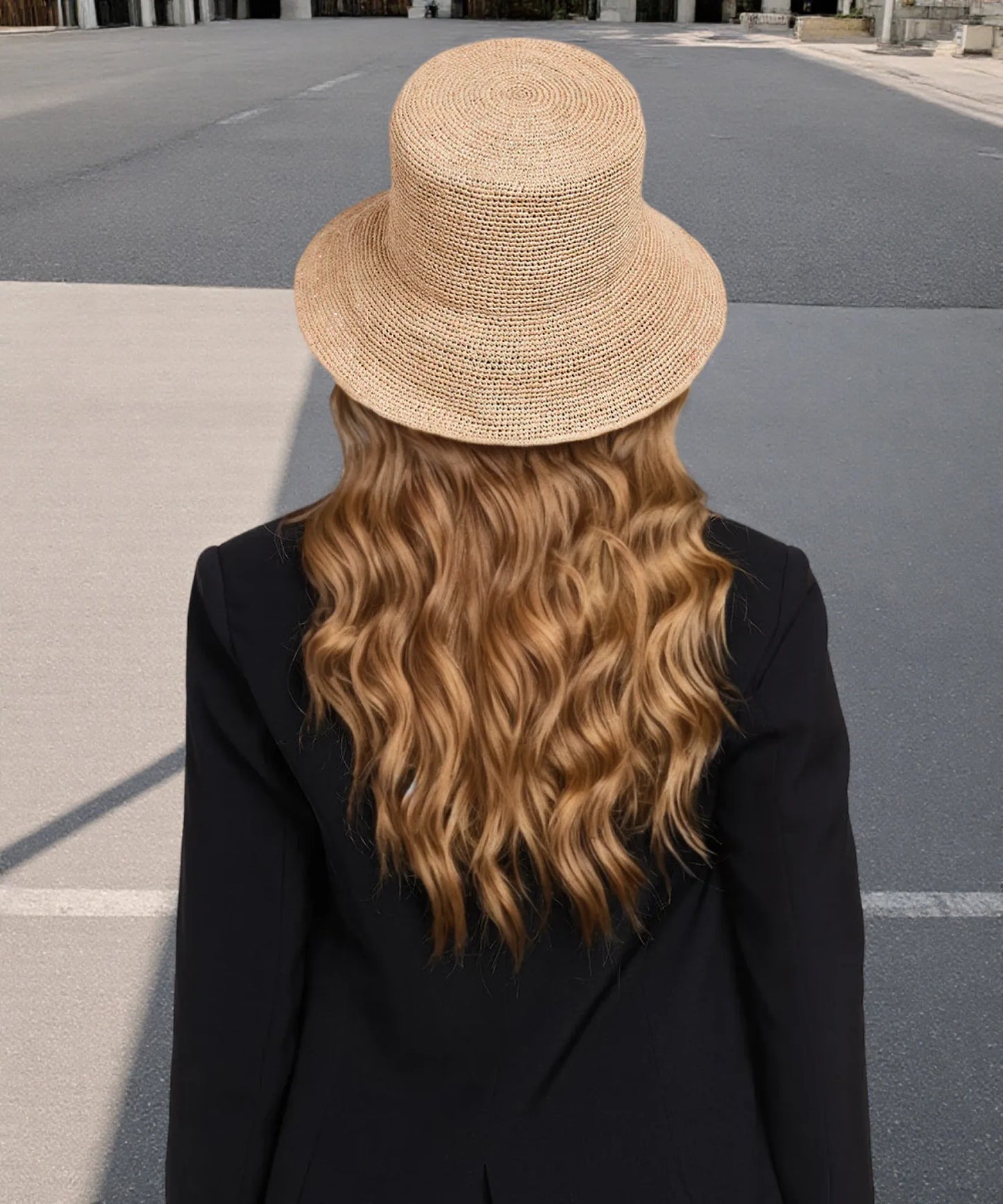 Solstice Packable Brown Straw Bucket