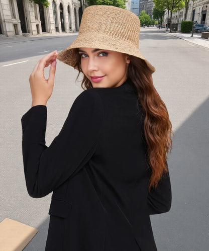 Solstice Packable Brown Straw Bucket