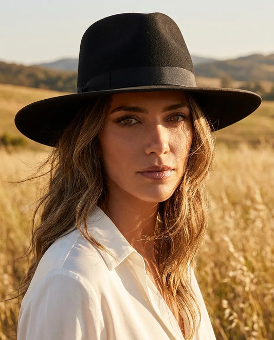 Noir Rancher Black Wool Fedora Hat
