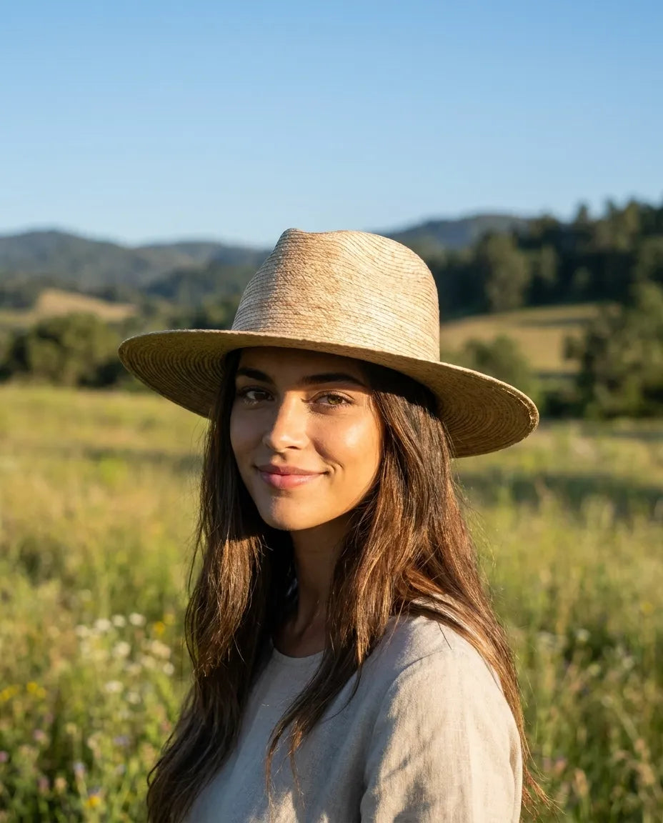 Handmade Summer Palm Leaf Fedora Hat