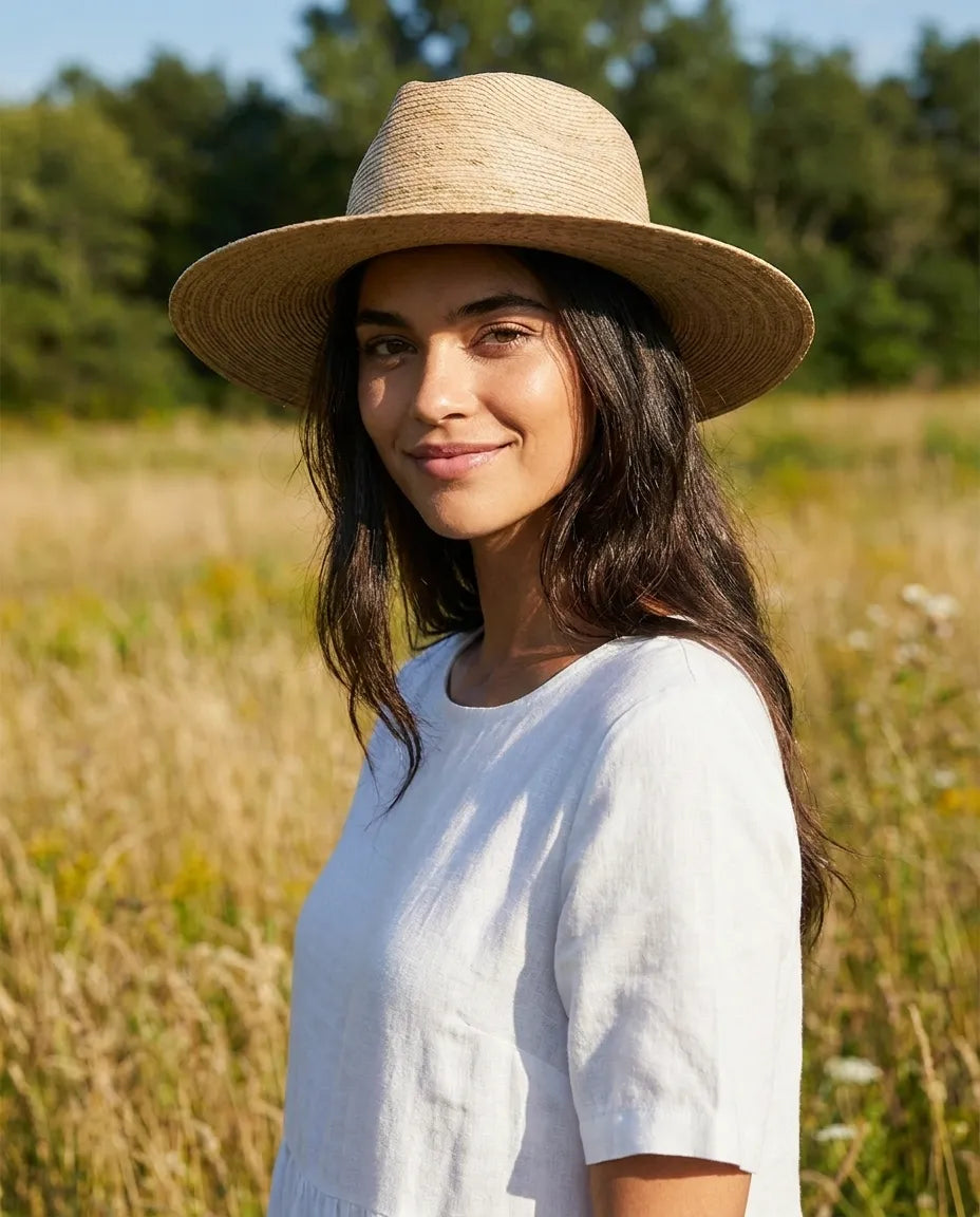 Handmade Summer Palm Leaf Fedora Hat