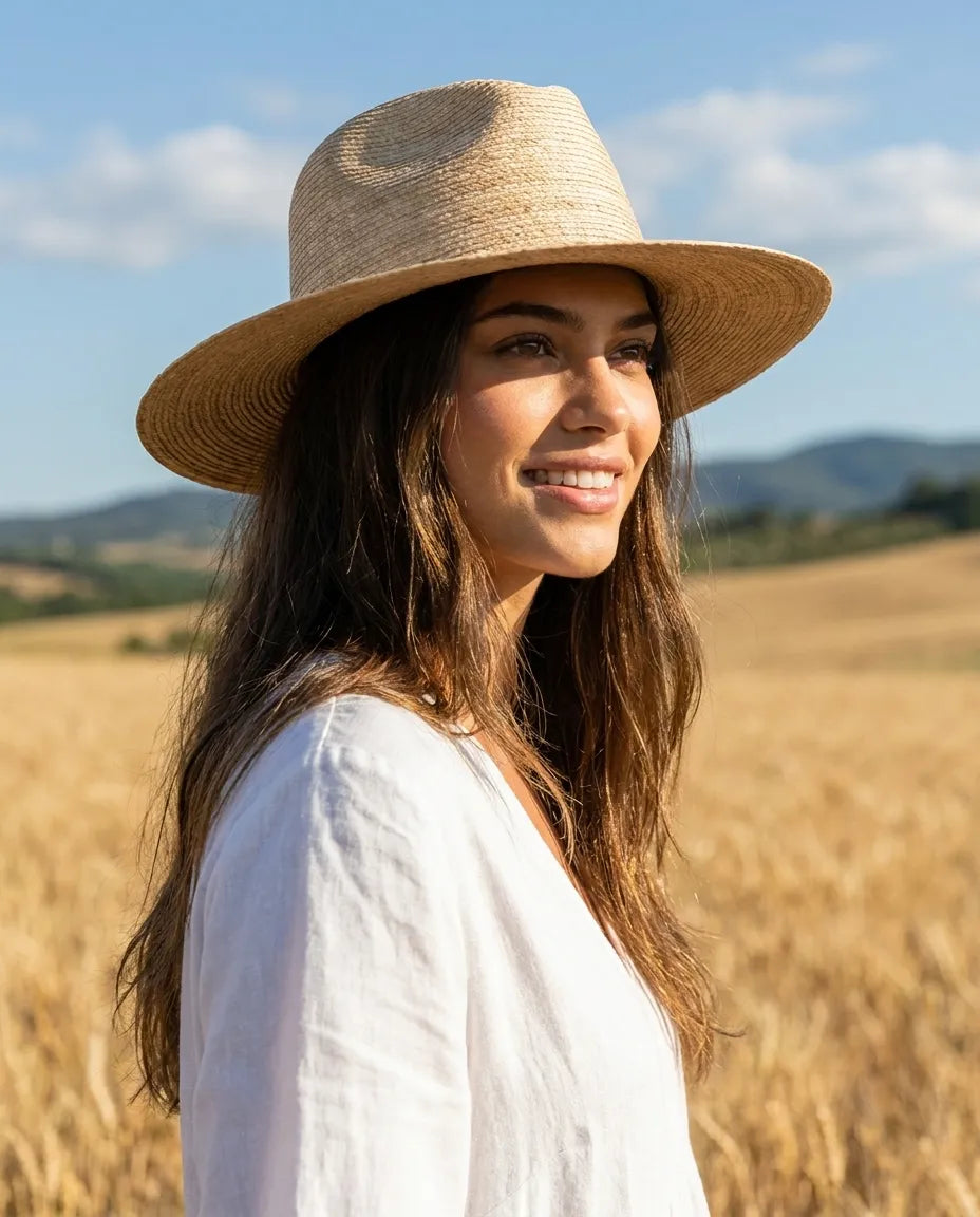 Handmade Summer Palm Leaf Fedora Hat