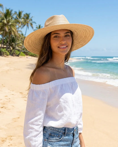 Classic Natural Palm Leaf Fedora Hat