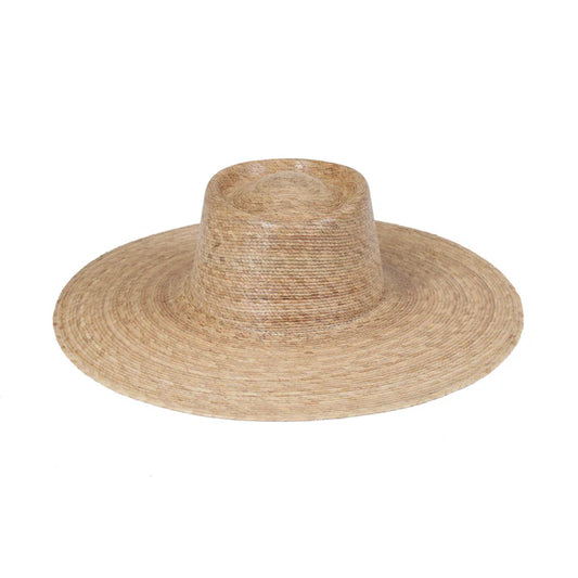 Natural Wide Brim Palm Leaf Boater Hat