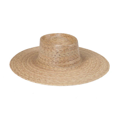 Natural Wide Brim Palm Leaf Boater Hat