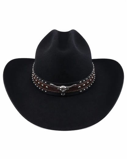 Black Vintage Pure Wool Wide-Brim Cloche Hat