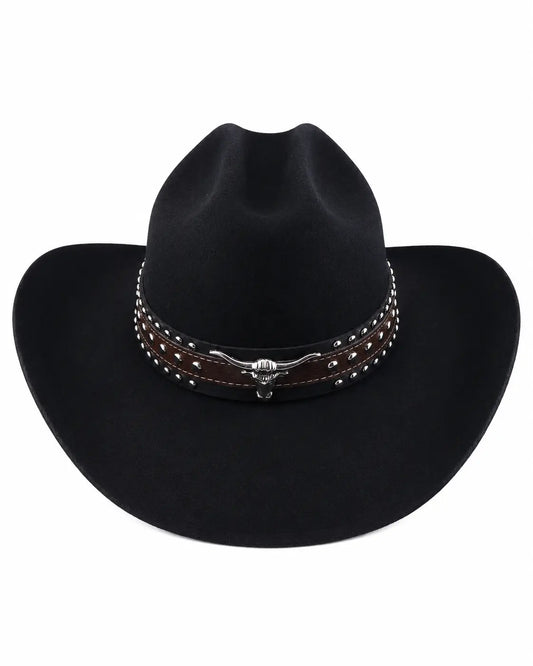 Black Vintage Pure Wool Wide-Brim Cloche Hat