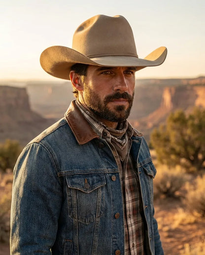Beige James Dean Western Wool Felt Hat