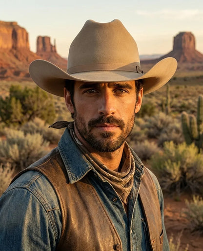 Beige James Dean Western Wool Felt Hat