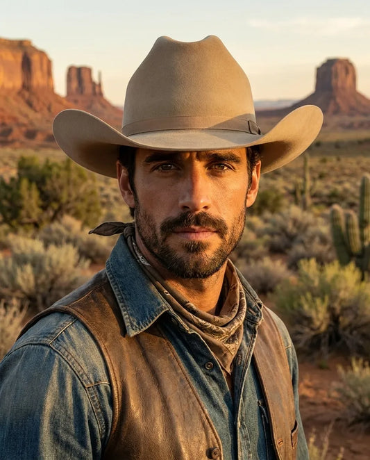 Beige James Dean Western Wool Felt Hat