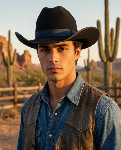 Black Wool Felt Cowboy Western Hat