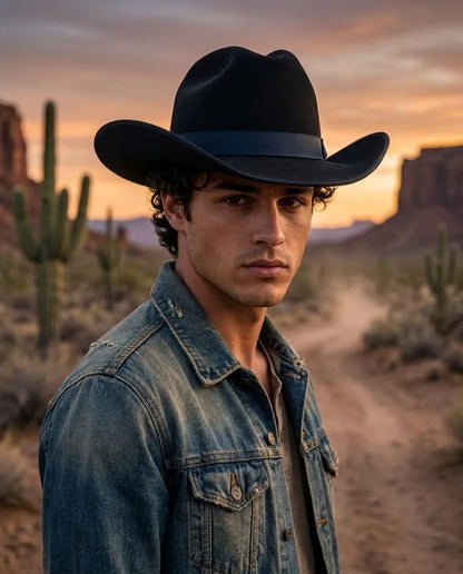 Black Wool Felt Cowboy Western Hat