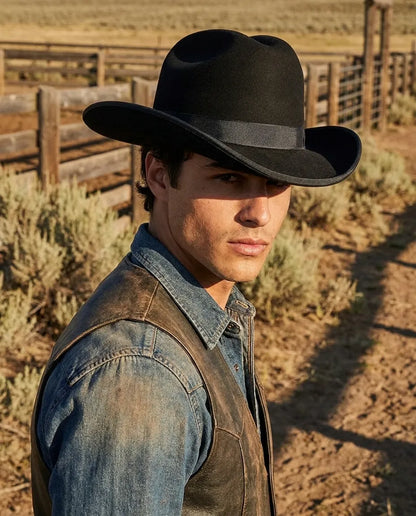 Black Wool Felt Cowboy Western Hat