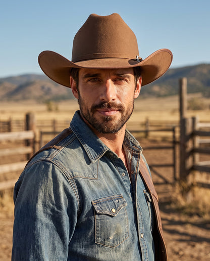 Brown Felt Western Cowboy Hat for Men