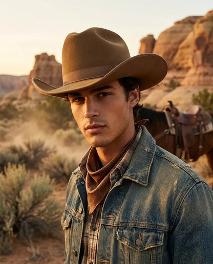 Brown Wool Felt Western Cowboy Hat