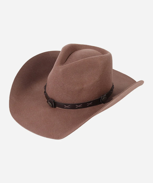 Crest Pinched Crown Brown Wool Felt Hat