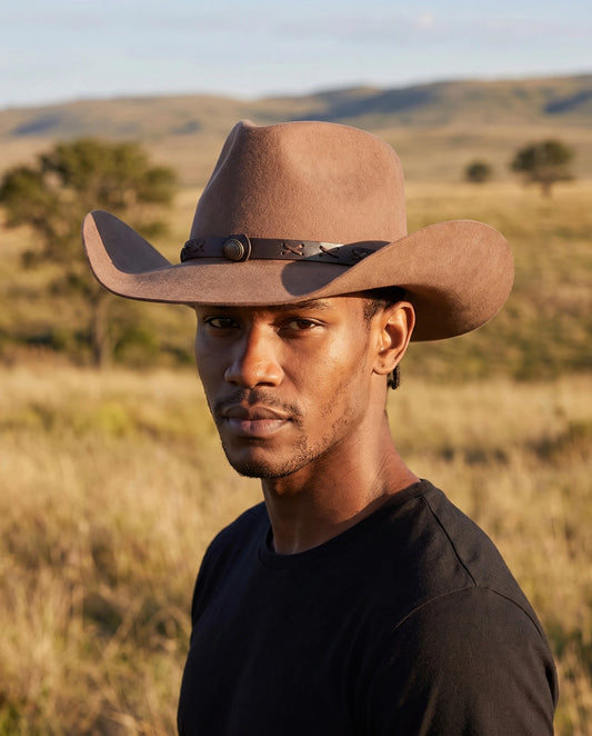 Crest Pinched Crown Brown Wool Felt Hat