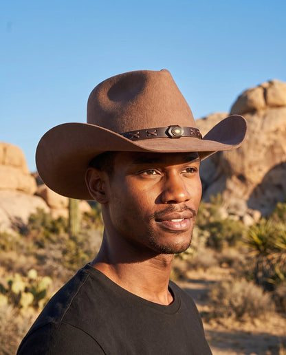Crest Pinched Crown Brown Wool Felt Hat