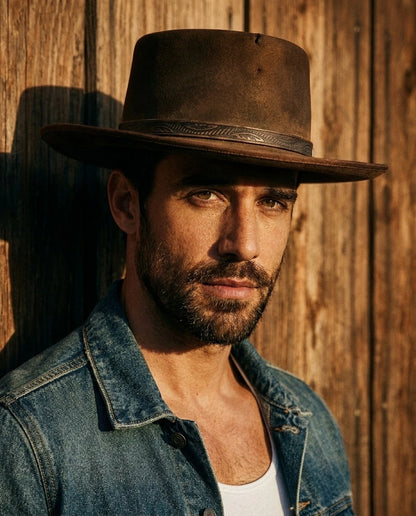 Dark Brown Wool Felt Fedora Hat for Men