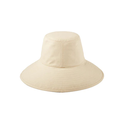 Beige Cotton Canvas Wide Brim Bucket Hat