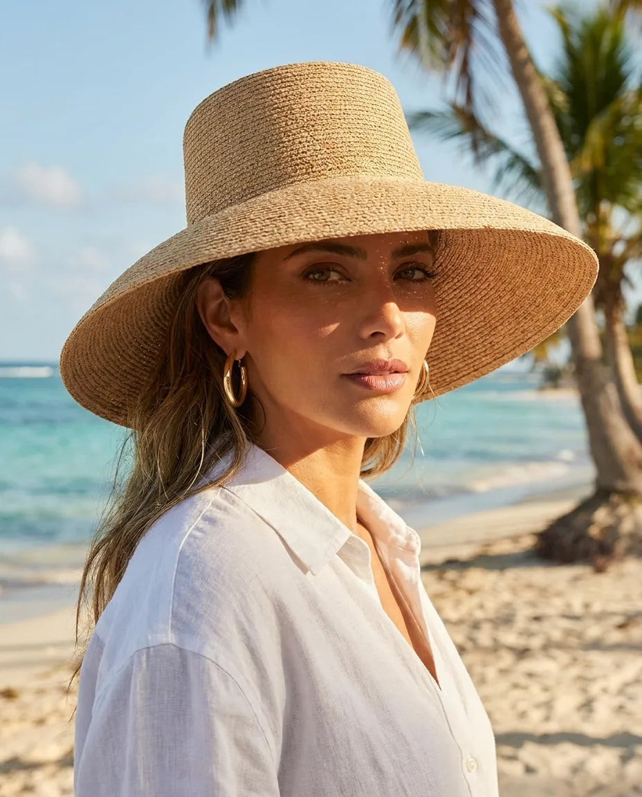 Jolie Natural Packable Straw Bucket Hat