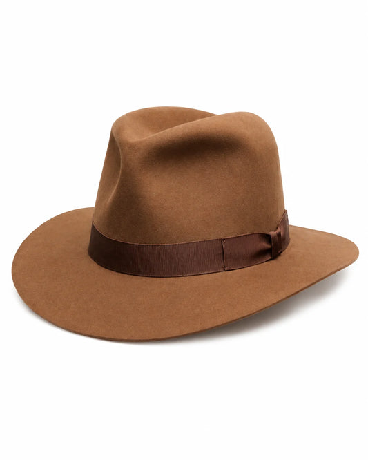 Khaki Wool Cowboy Fedora Hat for Men