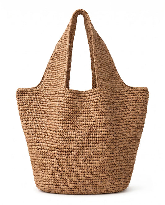 Khaki Woven Holiday Bag with Double Straps