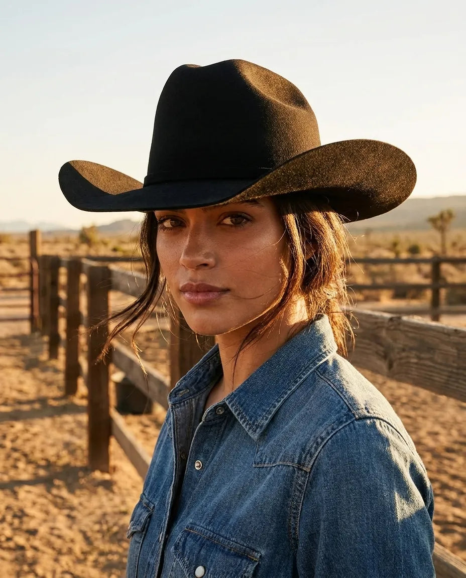 Matriarch Black Wool Cattleman Cowboy Hat