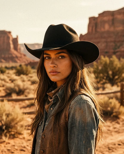 Matriarch Black Wool Cattleman Cowboy Hat