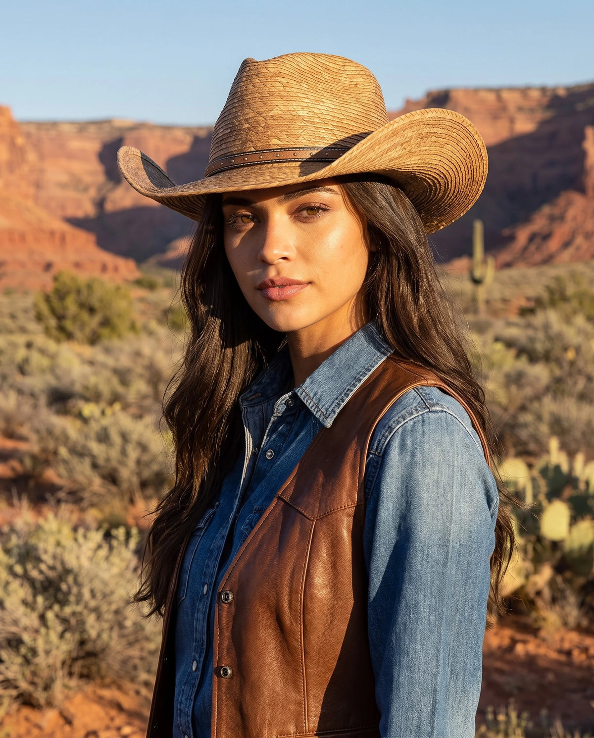 Mesa Brown Straw Western Hat