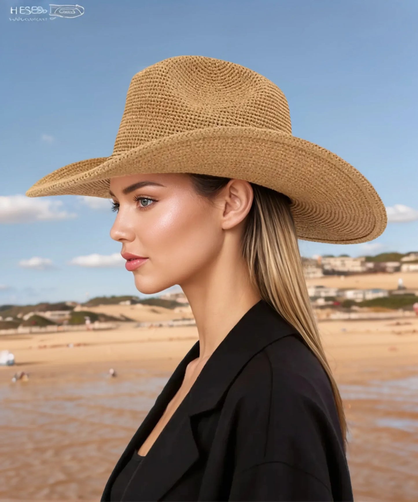 Natural Ames Packable Raffia Cowboy Hat
