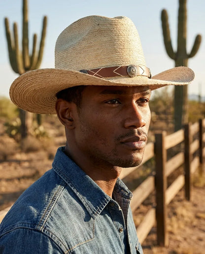 Natural Curved brim Straw Cowboy Hat