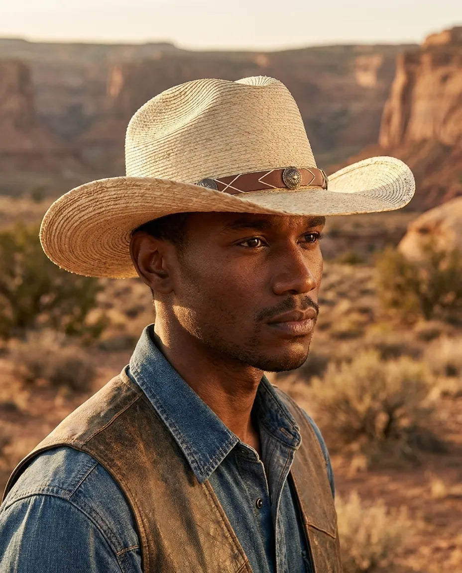 Natural Curved brim Straw Cowboy Hat