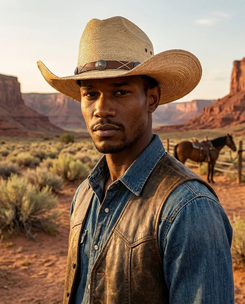 Natural Curved brim Straw Cowboy Hat