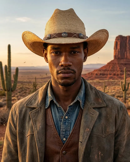 Natural Curved brim Straw Cowboy Hat