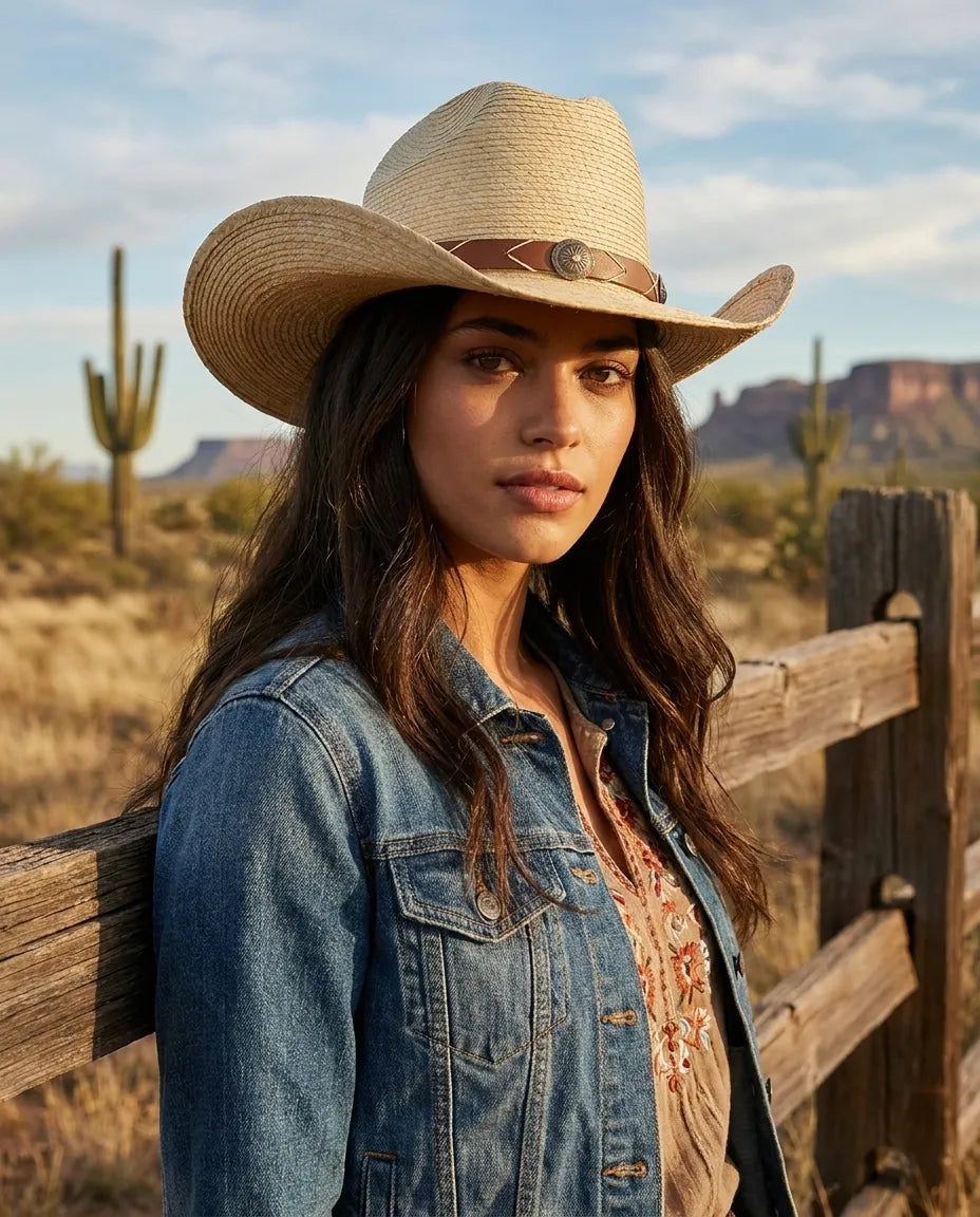 Natural Curved brim Straw Cowboy Hat
