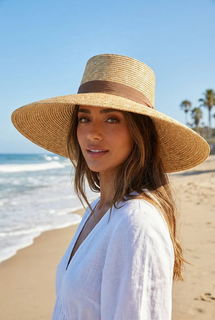 Golden Wheat Straw Wide Brim Sun Hat