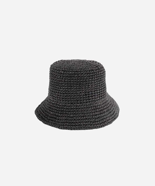 Bloom Black Straw Bucket Hat
