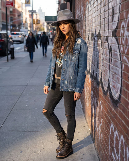 Grey Stratoliner Fedora Felt Hat