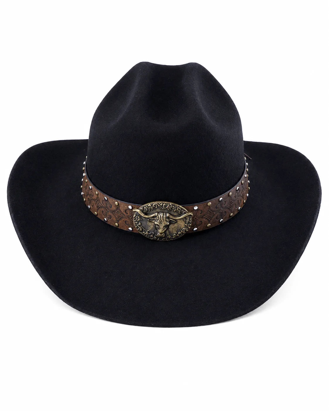 Black Tibetan Style Wool Western Felt Hat