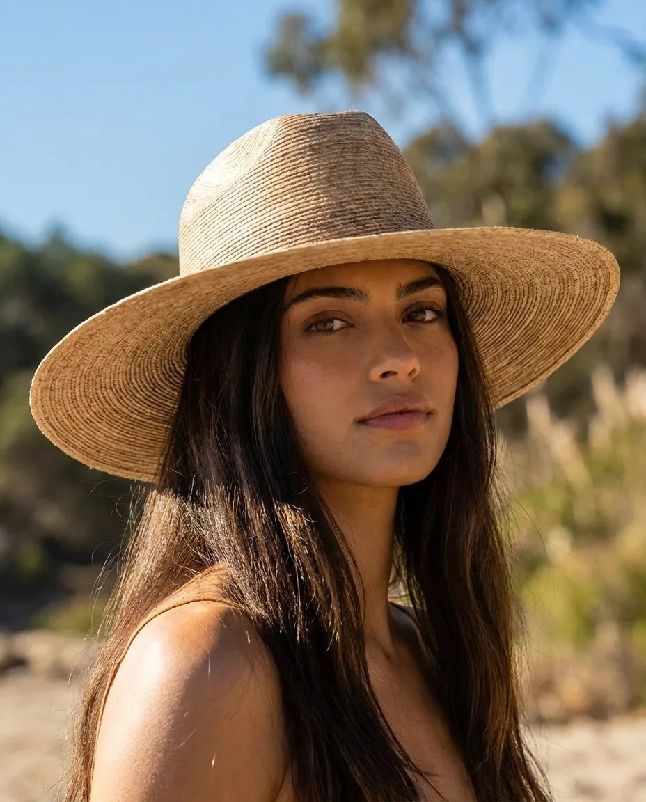 Handmade Wide Brim Palm Leaf Western Cowboy Hat