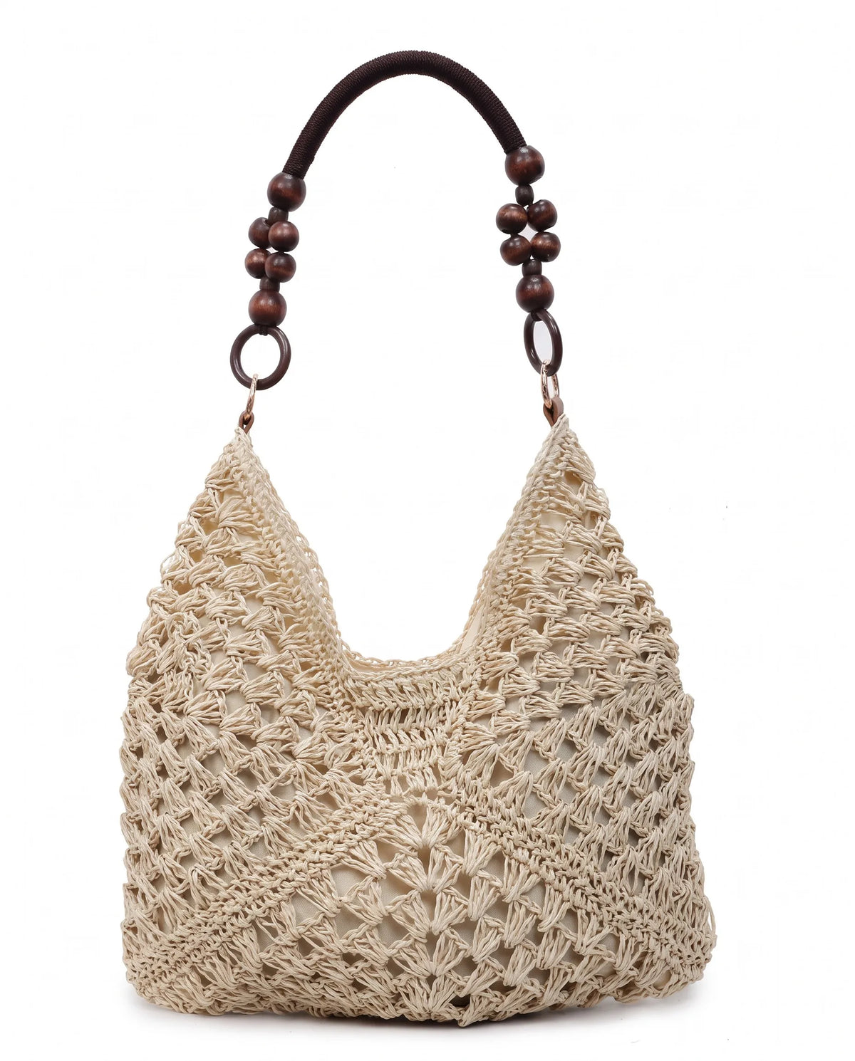 White Boho Woven Tote Bag for Women