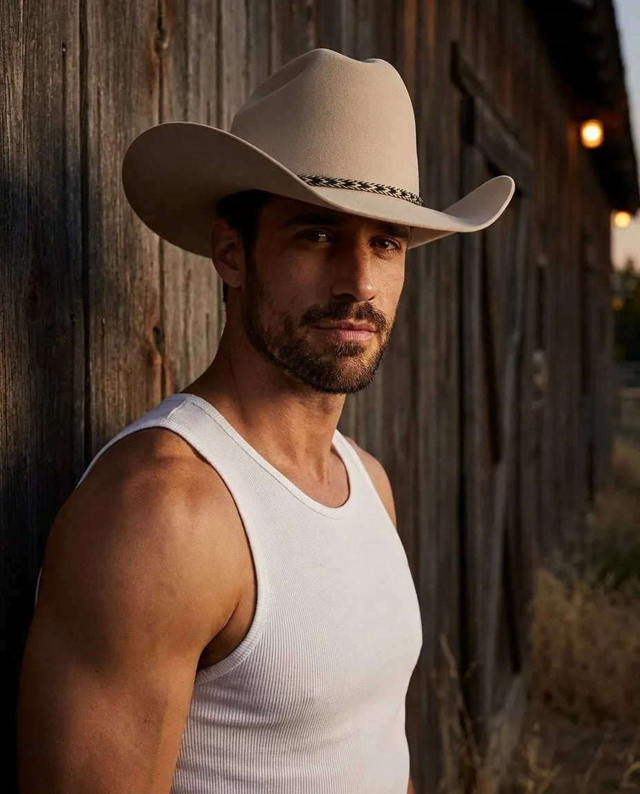 White Wide Brim Western Hat