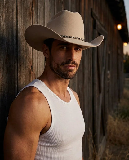 White Wide Brim Western Hat