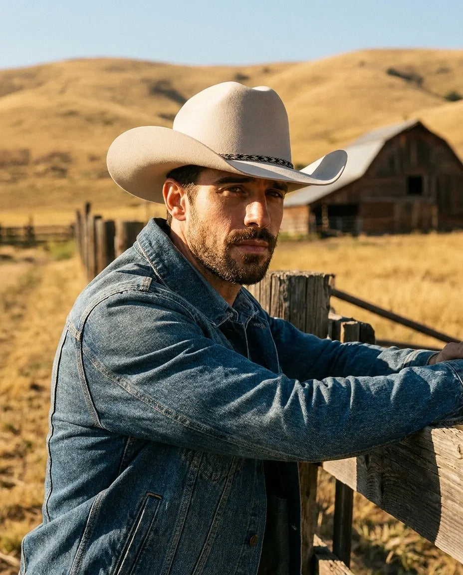 White Wide Brim Western Hat